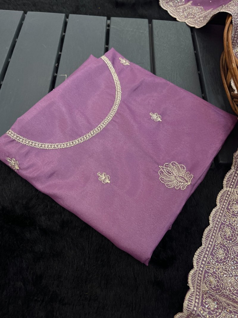 Ktd 2017 Chocolate Silk With Embroidery Work Saree